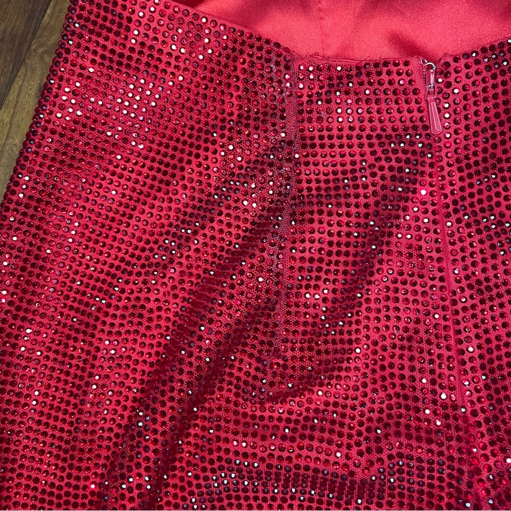 -Sherri Hill- Ruby Red Sparkle Cocktail Dress Style 53536 - Picture 9 of 9
